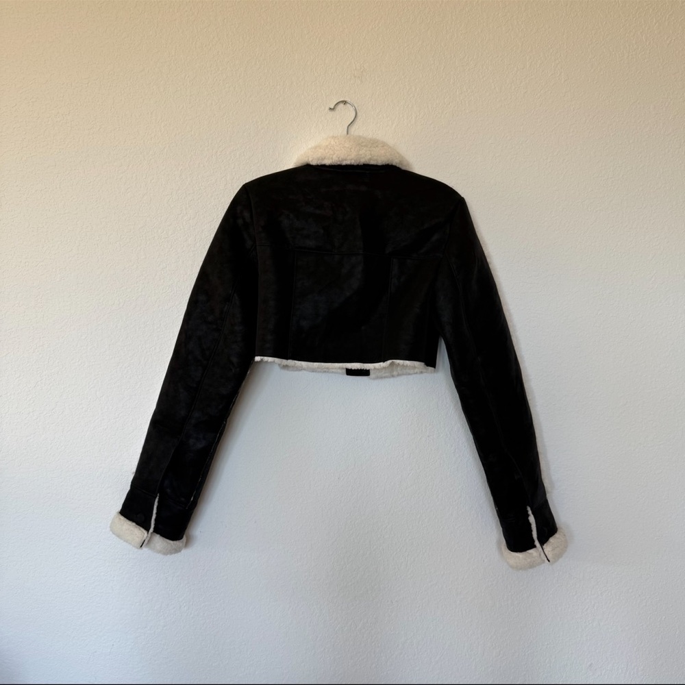 Nbd Black Shearling Cropped Jacket - image 8